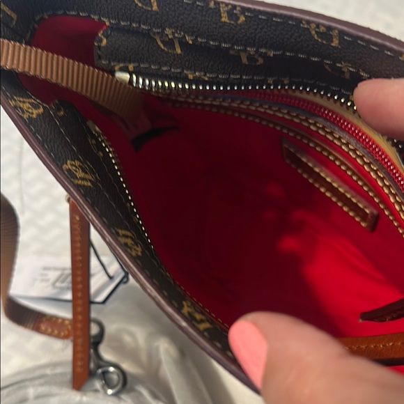 #361 Dooney & Bourke Black and Tan Monogram Crossbody - Picture 3 of 4